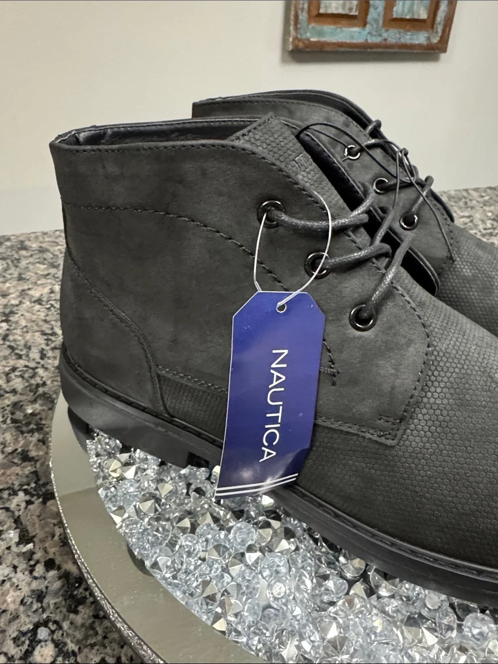 Nautica Men's Black Chukka Boot - Sleek Lace-Up Casual NEW 13